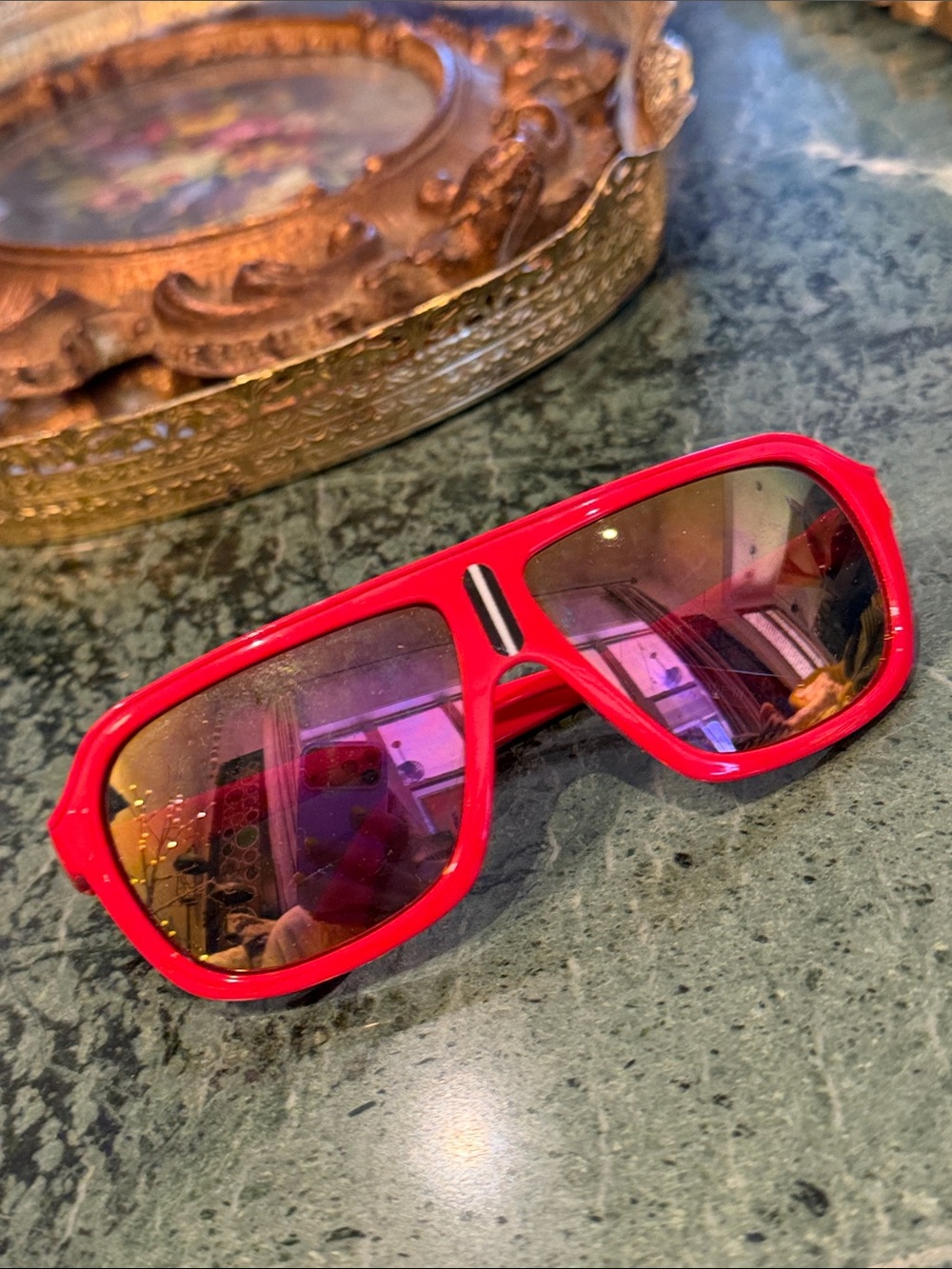 😎Very Cool ~ Target ~ Kids Red Frame Sunglasses with Pink/Reflective Lenses